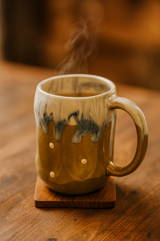 Bhokals Big Dots Print Mustard Yellow Coffee Mug