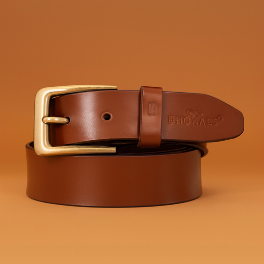 Bhokals Men Solid Brown Casual Leather Belt