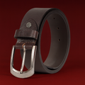 Bhokals Men Chocolate Brown Grain Leather Belt