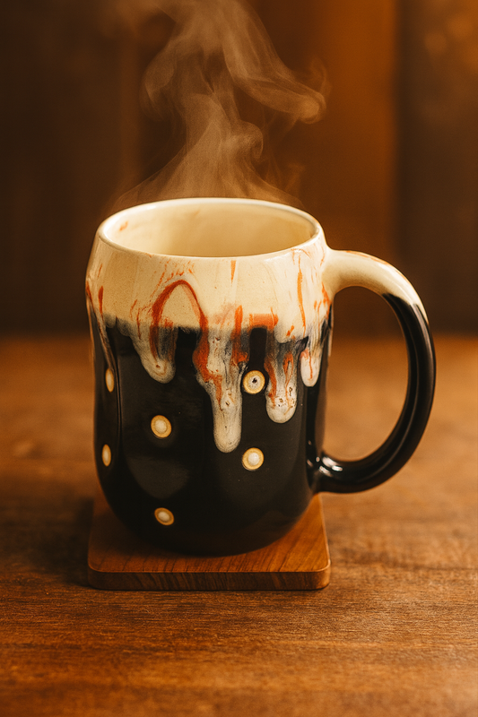Bhokals Big Dots Print Black Coffee Mug