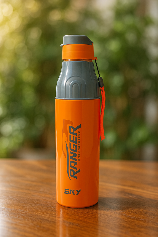 Sky Ranger Printed 1000ml Orange Stainless Steel Water Bottle