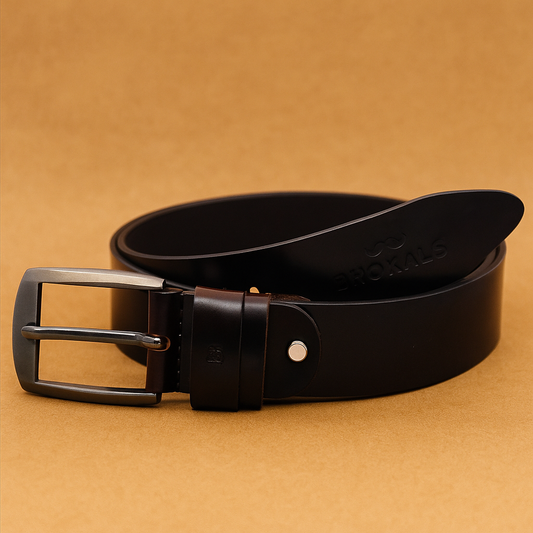 Bhokals Men Chocolate Brown Leather Belt