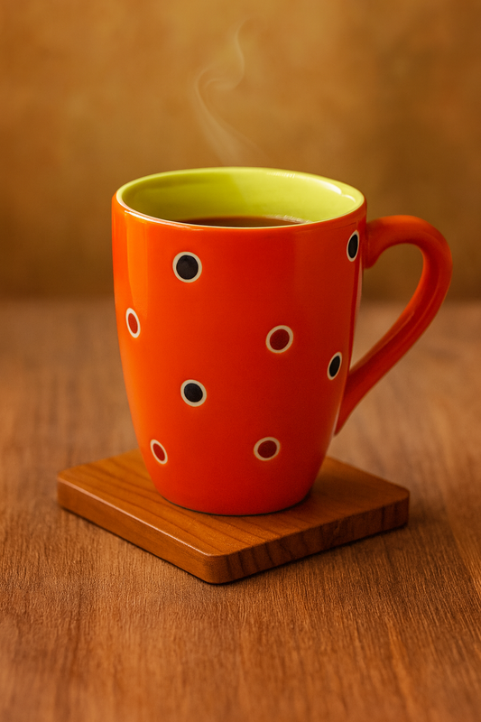 Bhokals Dots Printed Orange Green Coffee Mug