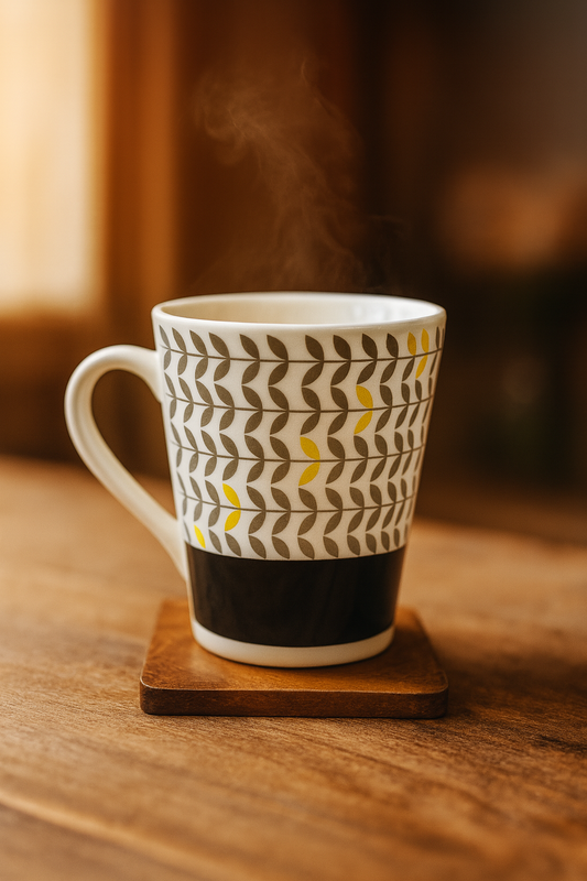 Bhokals Black Strip Texture Printed White Coffee Mug