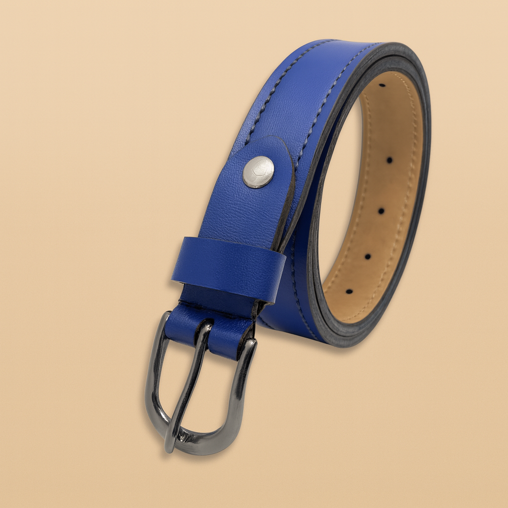 Bhokals Women Solid Blue Leather Belt