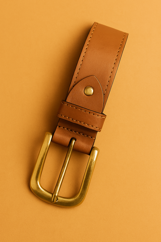Bhokals Men Solid Tan Leather Belt