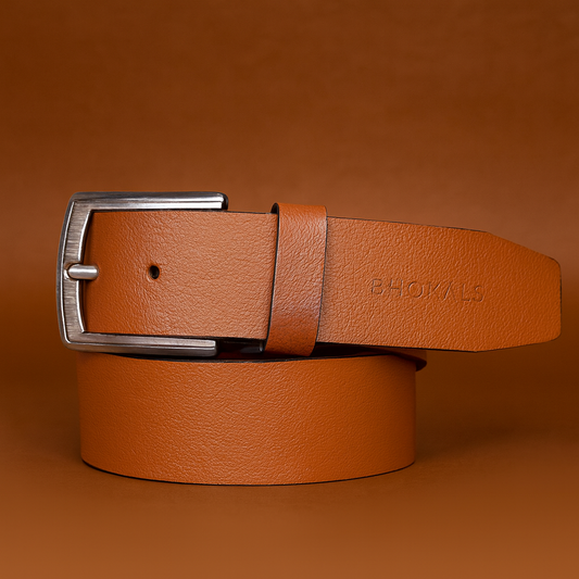 Bhokals Men Tan Grain Leather Belt