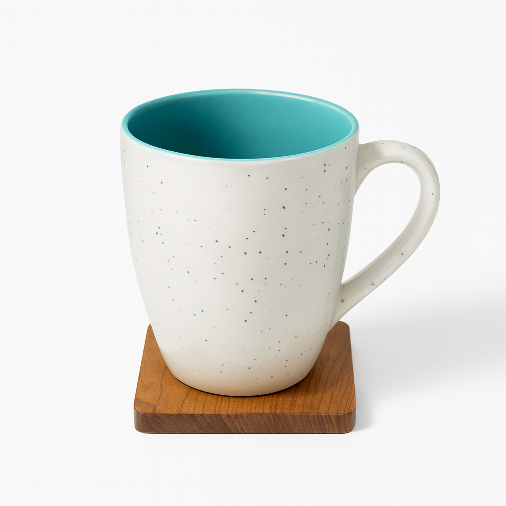 Bhokals Dots Print Sea Green White Coffee Mug