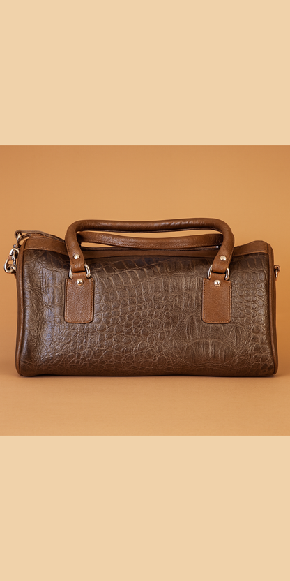 Leather Crocs Chocolate Brown Women Hand Bag