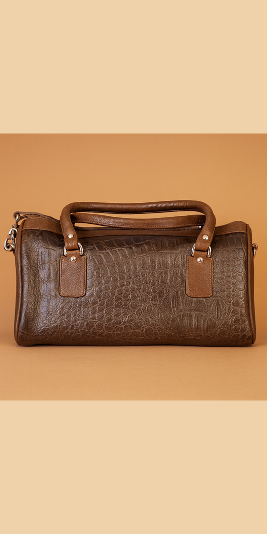 Leather Crocs Chocolate Brown Women Hand Bag