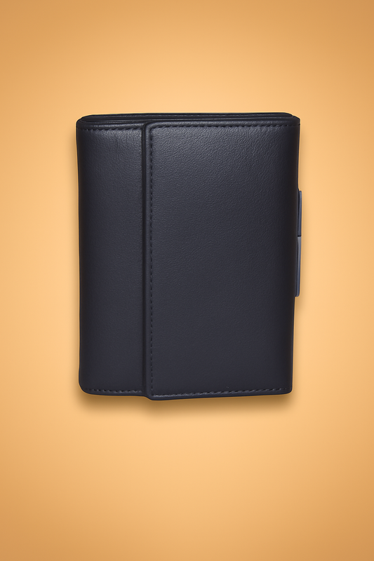 Leather Solid Black Clutch Women Wallet