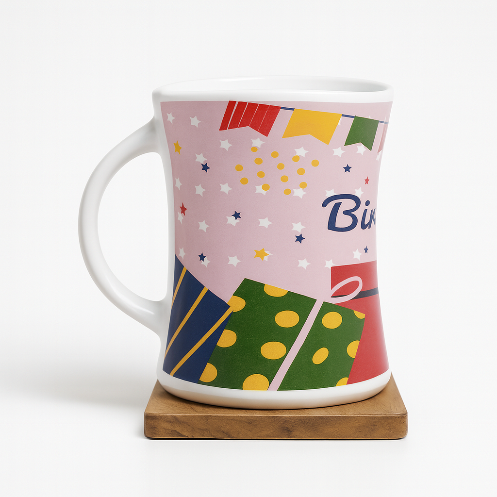 Bhokals Happy Birthday Pink Printed White Round  Coffee Mug