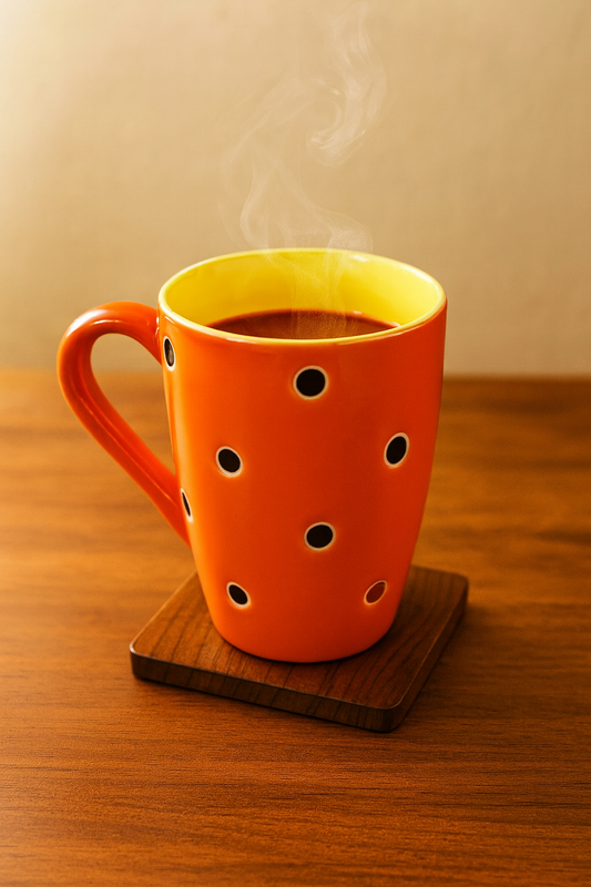 Bhokals Dots Printed Orange Yellow Coffee Mug
