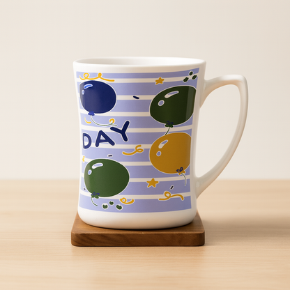 Bhokals Happy Birthday Printed Blue White Coffee Mug