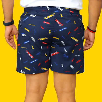 Navy Tour Printed Cotton Boxer For Men