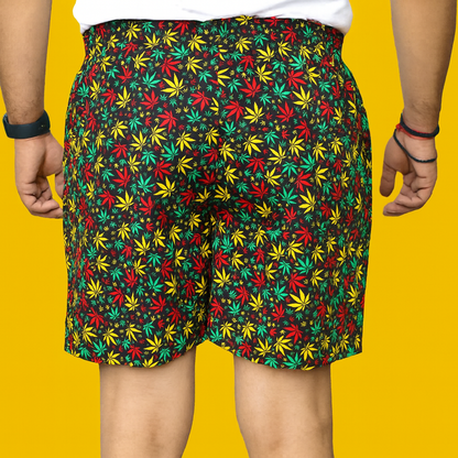 Black Flower Printed Cotton Boxer For Men