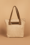 Leather Cream Weave Women Shoulder Bag