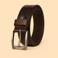 Bhokals Men Brown Crocs Texture  Casual Leather Belt