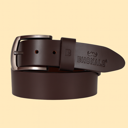 Bhokals Men Solid Brown Leather Belt