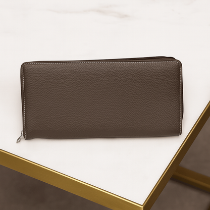 Leather Solid Brown Cheque Book Folder
