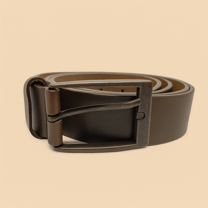 Bhokals Men Chocolate Brown Leather Belt