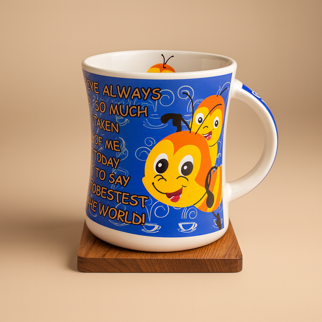Bhokals Dad Bees Blue Printed White Coffee Mug