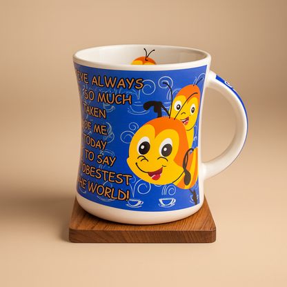 Bhokals Dad Bees Blue Printed White Coffee Mug