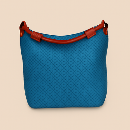 Leather Blue Weave Women Shoulder Bag