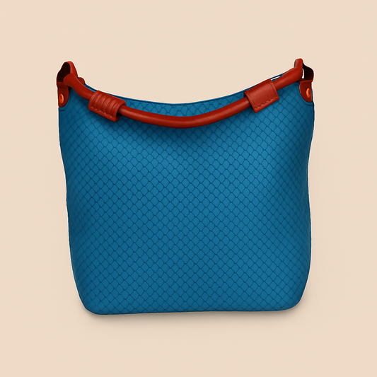 Leather Blue Weave Women Shoulder Bag