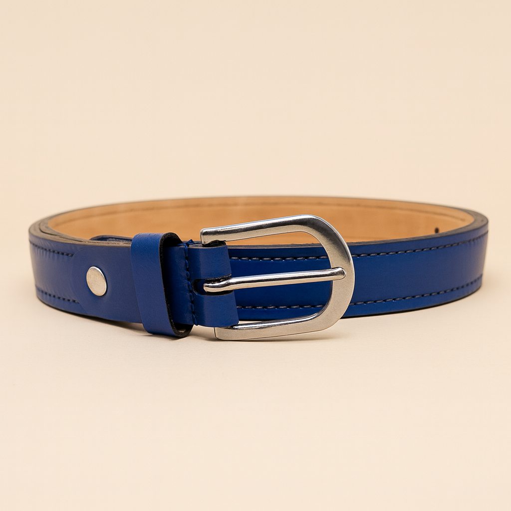Bhokals Women Solid Blue Leather Belt