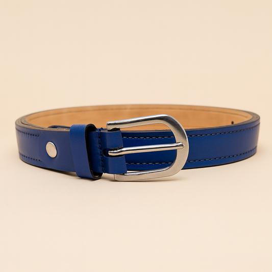 Bhokals Women Solid Blue Leather Belt
