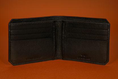Classic Men's Leather Bifold Wallet, Black, Textured Finish, Multiple Card Slots, Slim Design