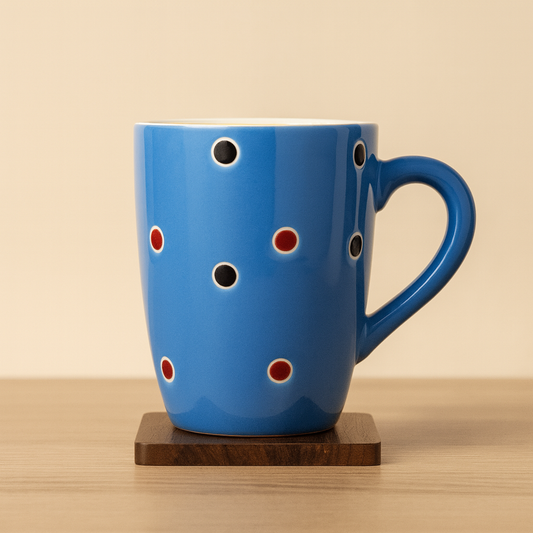 Bhokals Dots Printed Blue Yellow Coffee Mug