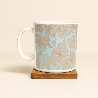 Bhokals Flower printed Blue White Coffee Mug