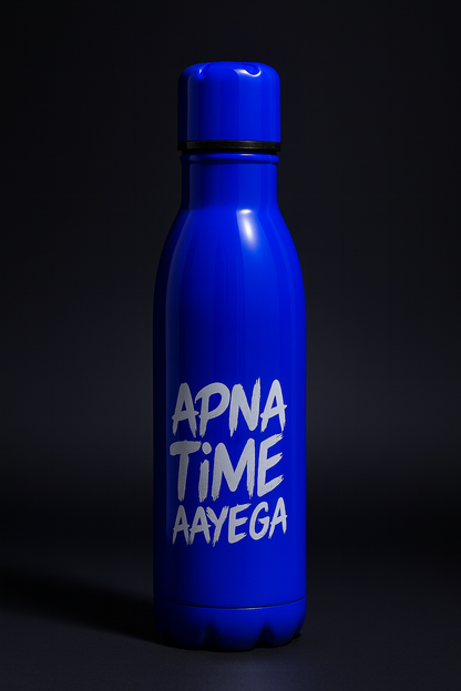 Apna Time Ayega Printed Blue Water Bottle