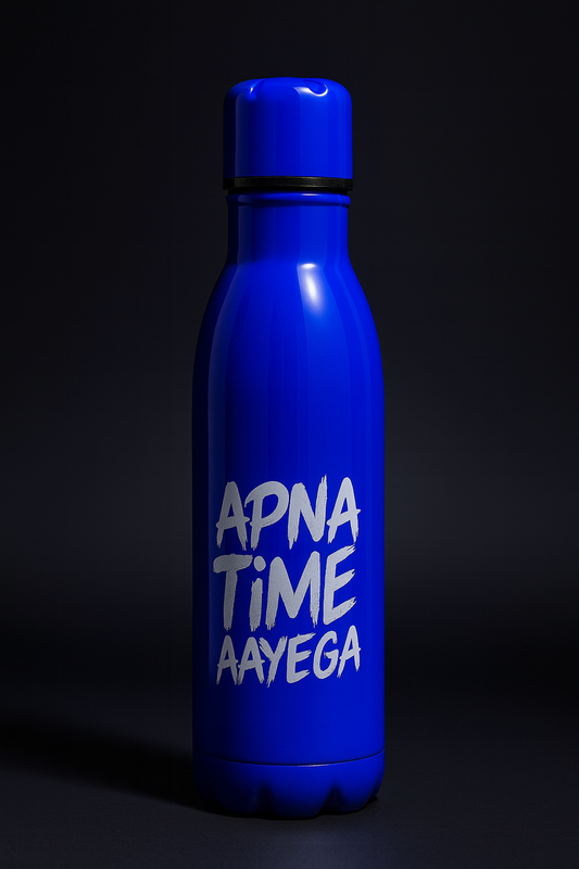 Apna Time Ayega Printed Blue Water Bottle