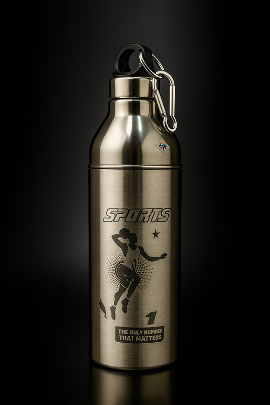Steel King Printed Silver PU layer Steel Water Bottle