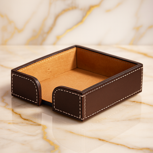 Leather Brown Small Paper Holder Tray
