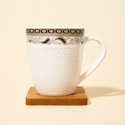 Bhokals Border Texture Dotted White Coffee Mug