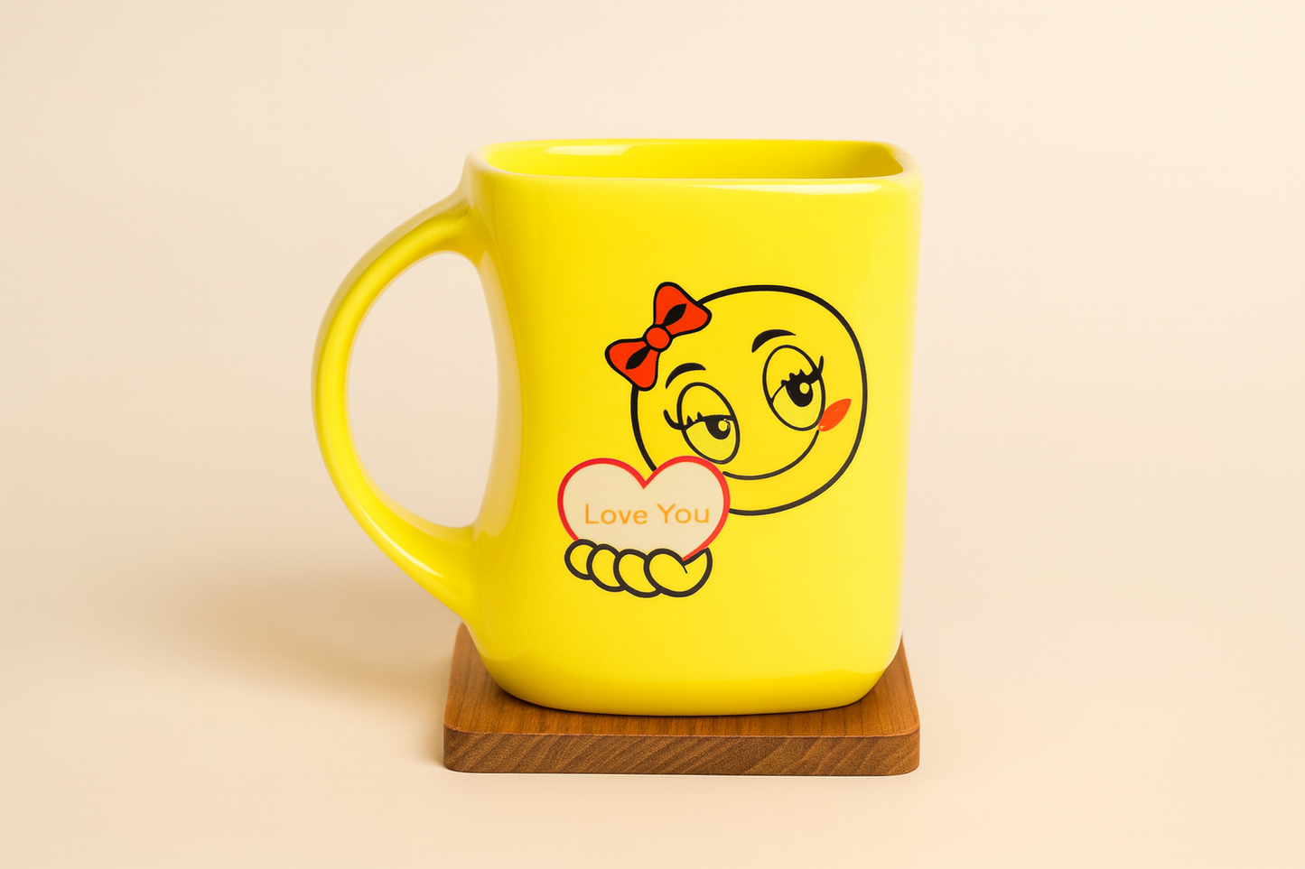 Bhokals Love Emoji Yellow Square Coffee Mug