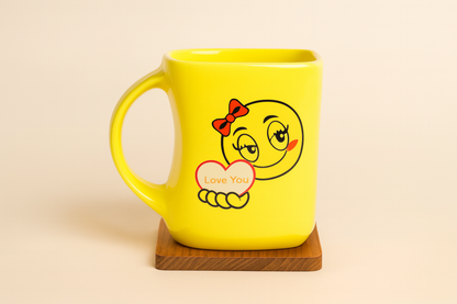 Bhokals Love Emoji Yellow Square Coffee Mug