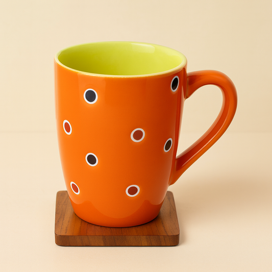 Bhokals Dots Printed Orange Green Coffee Mug