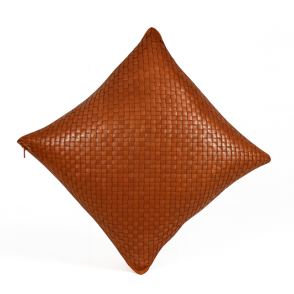 Leather Brown Weave Cushion