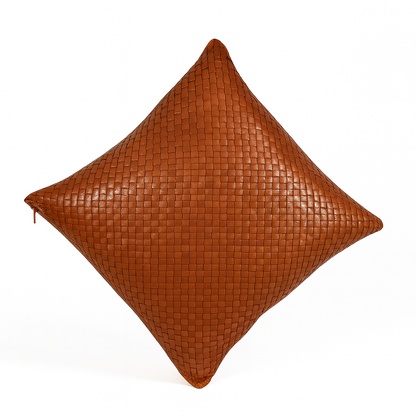 Leather Brown Weave Cushion