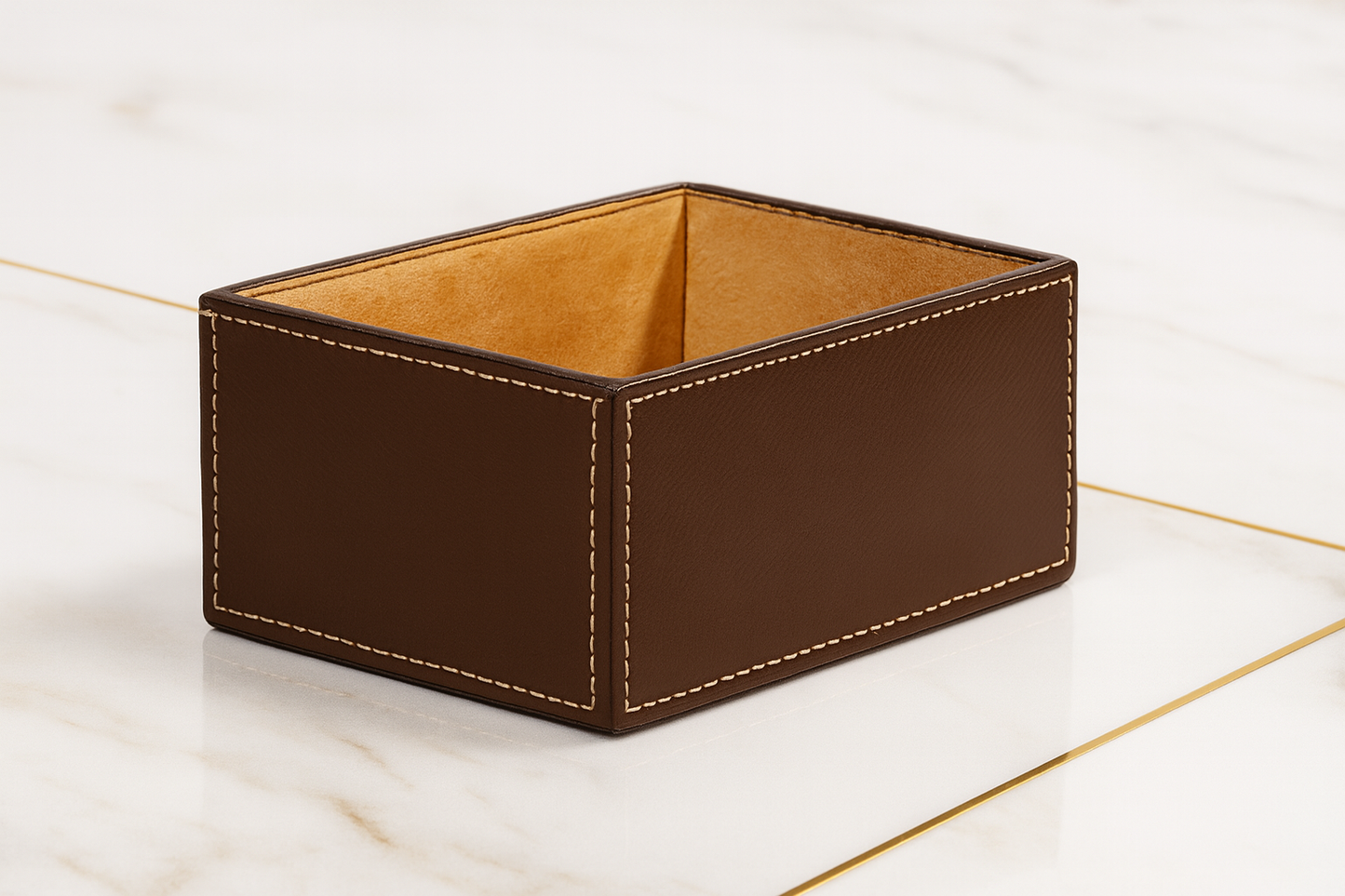 Leather Brown Big Paper Holder Tray
