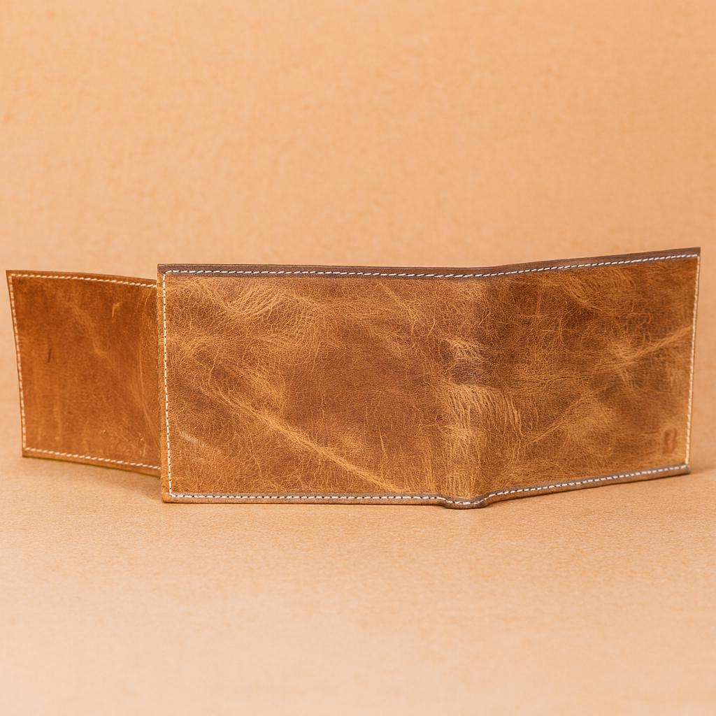 Premium Leather Trifold Wallet, Tan Brown, Genuine Leather, Multiple Card Slots, Classic Vintage Design