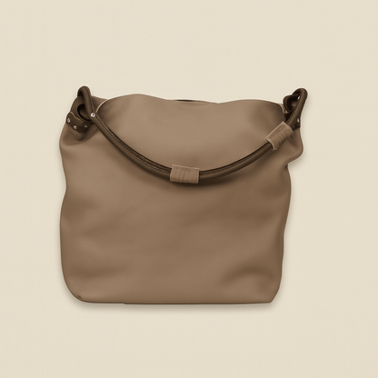 Leather Solid Grey Women Shoulder Bag