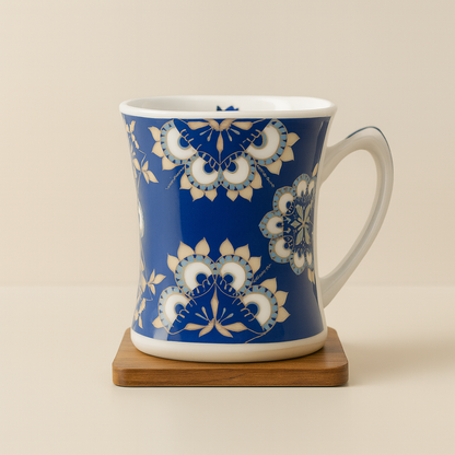 Bhokals Blue Rangoli  Printed White Coffee Mug