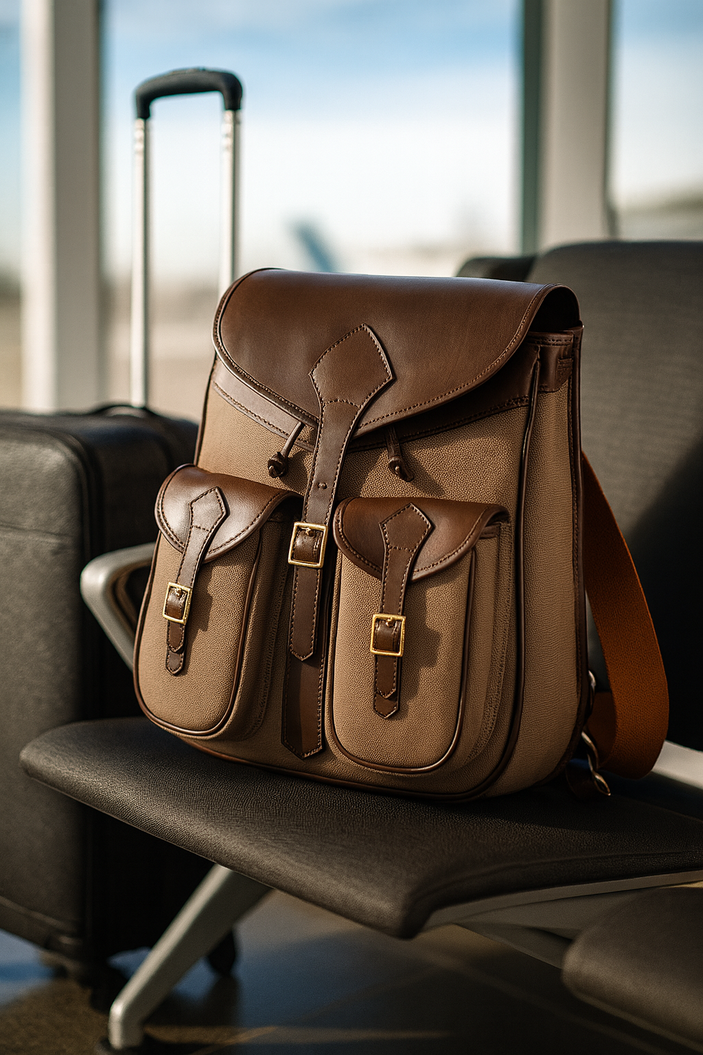 Canvas Solid Green Travel Back Pack