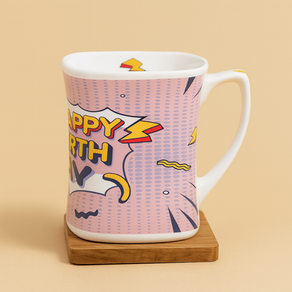 Bhokals Happy Birthday Pink Printed White Coffee Mug